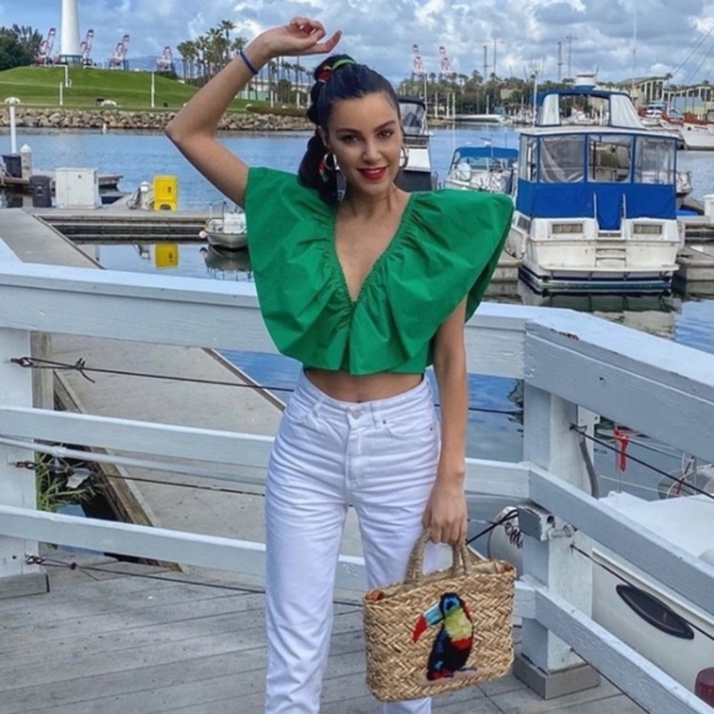 Zara Ruffle Poplin Crop Top - Picture 11 of 14